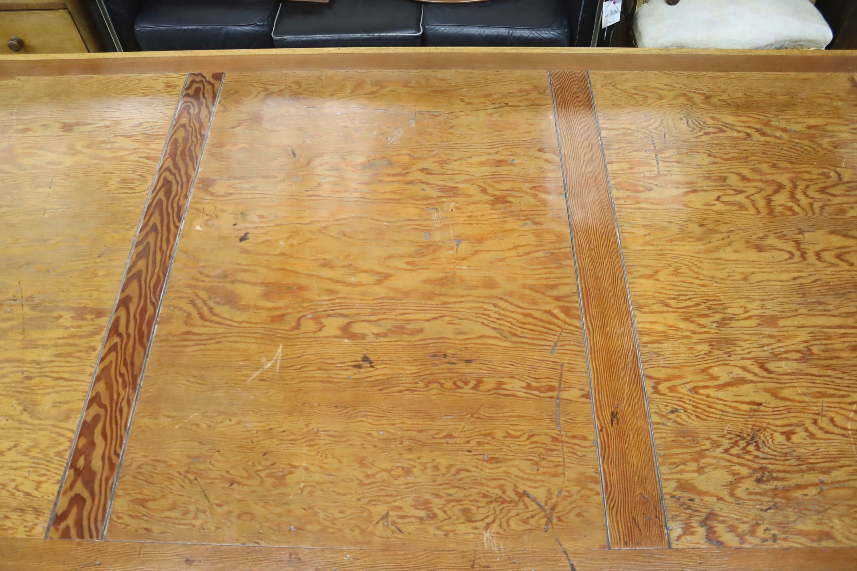 A large oak and pine refectory table, length 274cm, depth 122cm, height 76cm